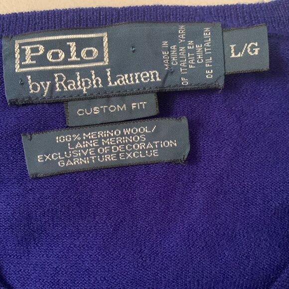 Polo by Ralph Lauren Merino Wool Italian Yarn V- Neck Sweater Men’s Size L - Picture 7 of 7